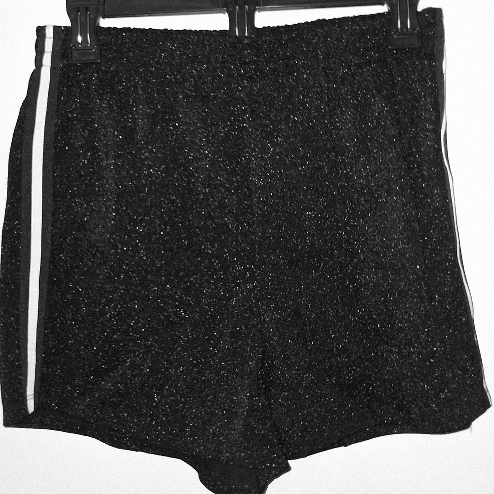 Sparkle Side-Stripe Athletic Shorts - Black